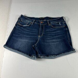 Dear John Shorts Women's 32* Ava Mid Rise Roll Up Cuffed Blue Denim Jorts Tag 30